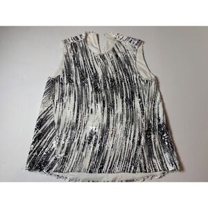 Elegant Glam Kenzo Paris Sequin Abstract Top SZ 36 Designer Statement Sleeveless